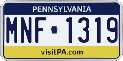 PA license plate MNF1319