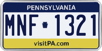PA license plate MNF1321