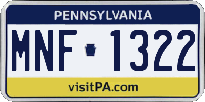PA license plate MNF1322