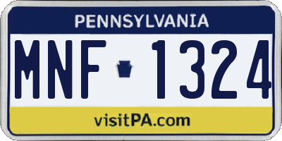 PA license plate MNF1324