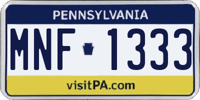 PA license plate MNF1333