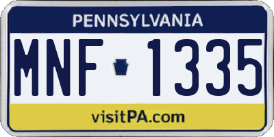 PA license plate MNF1335