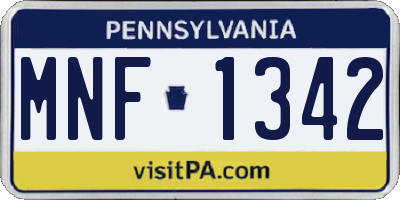 PA license plate MNF1342