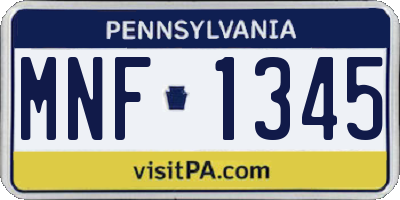 PA license plate MNF1345