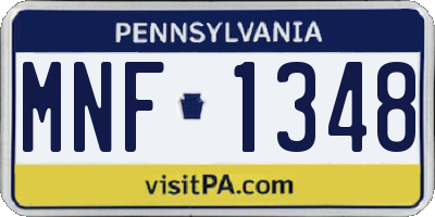 PA license plate MNF1348