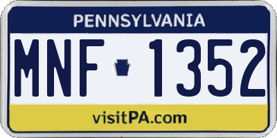 PA license plate MNF1352
