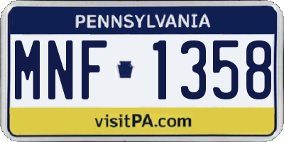 PA license plate MNF1358