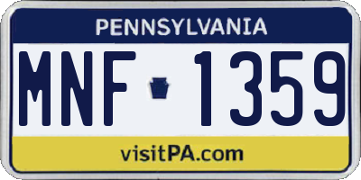 PA license plate MNF1359