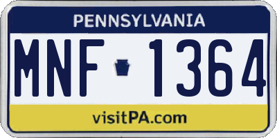 PA license plate MNF1364