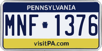 PA license plate MNF1376