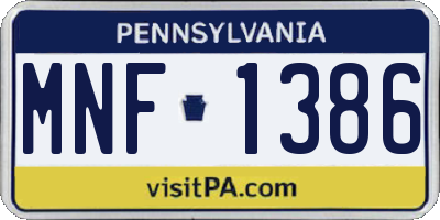 PA license plate MNF1386