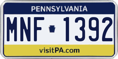 PA license plate MNF1392