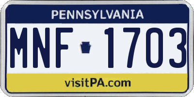 PA license plate MNF1703