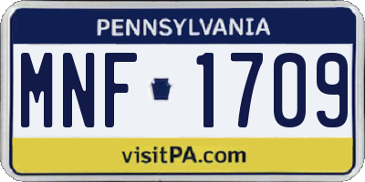 PA license plate MNF1709