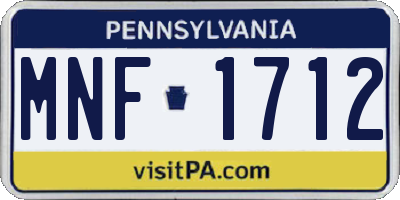 PA license plate MNF1712