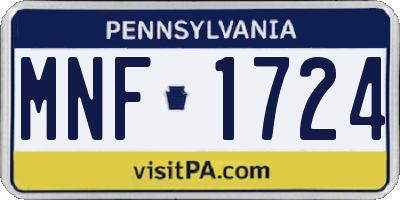 PA license plate MNF1724