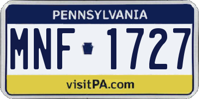 PA license plate MNF1727