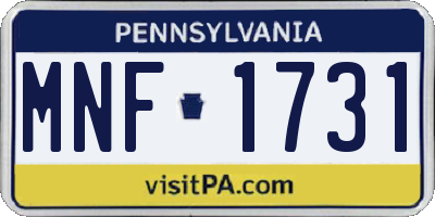 PA license plate MNF1731
