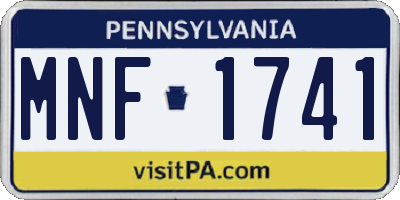 PA license plate MNF1741