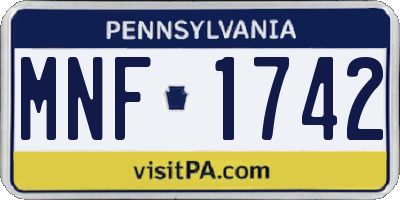 PA license plate MNF1742