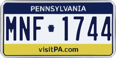 PA license plate MNF1744
