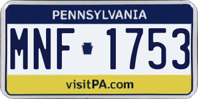 PA license plate MNF1753