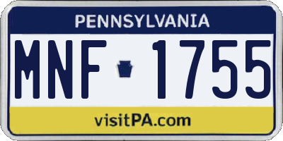 PA license plate MNF1755