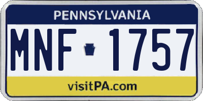 PA license plate MNF1757
