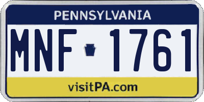 PA license plate MNF1761