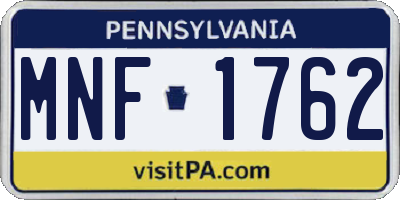 PA license plate MNF1762