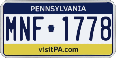 PA license plate MNF1778
