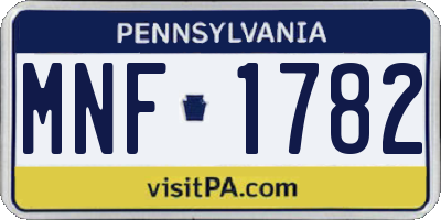 PA license plate MNF1782