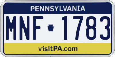 PA license plate MNF1783