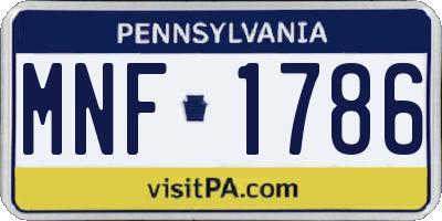 PA license plate MNF1786
