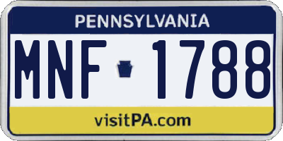 PA license plate MNF1788