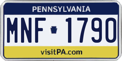 PA license plate MNF1790