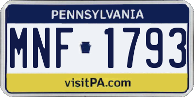 PA license plate MNF1793