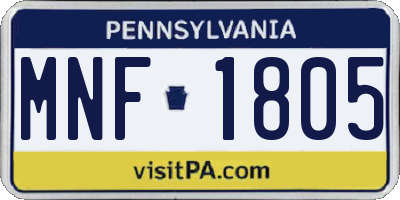 PA license plate MNF1805