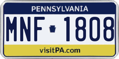 PA license plate MNF1808