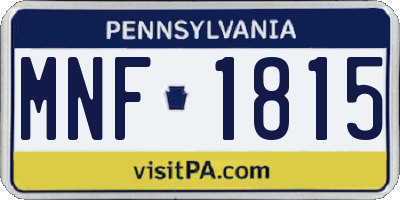 PA license plate MNF1815