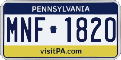 PA license plate MNF1820