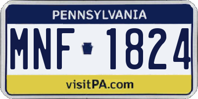 PA license plate MNF1824