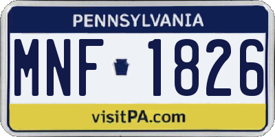PA license plate MNF1826