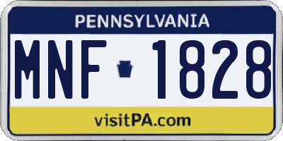 PA license plate MNF1828