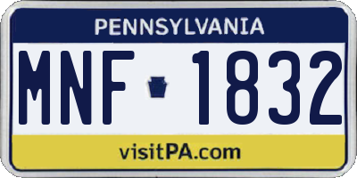 PA license plate MNF1832
