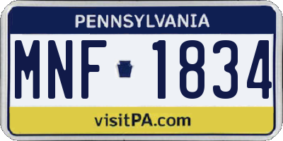 PA license plate MNF1834
