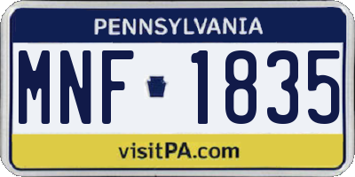 PA license plate MNF1835