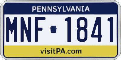 PA license plate MNF1841