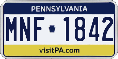 PA license plate MNF1842