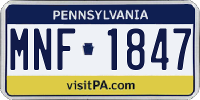 PA license plate MNF1847